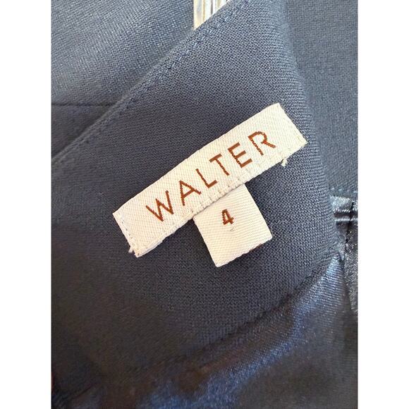 Walter Navy Blue Asymmetrical Career Pencil Skirt Size 4 - Picture 3 of 7